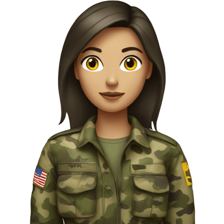 Brunette girl in camo emoji