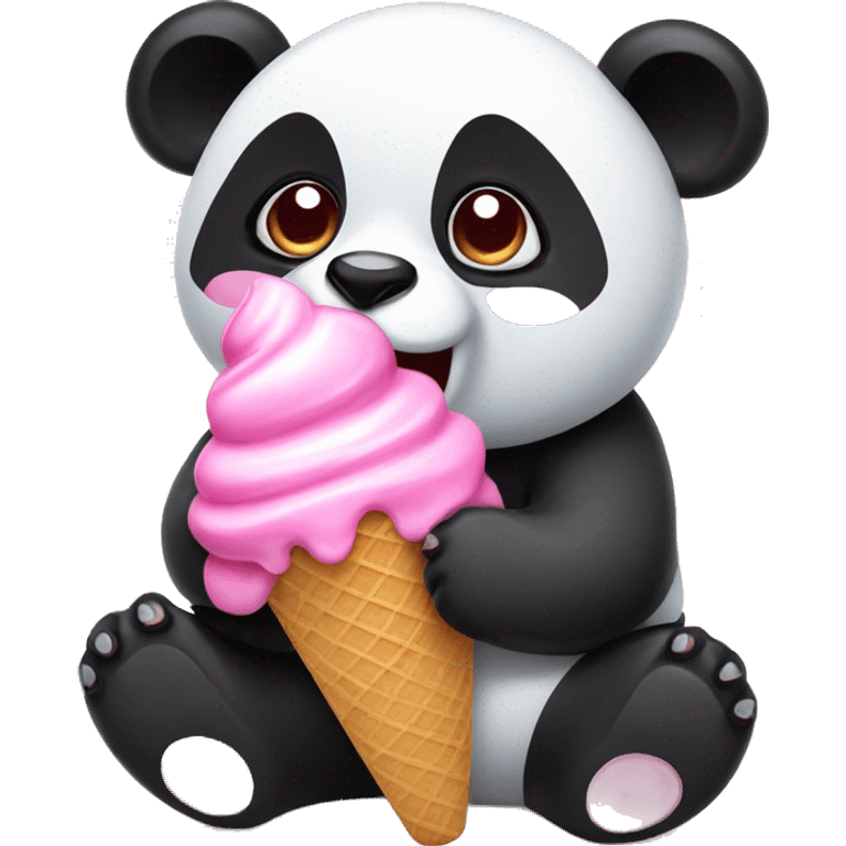 Panda eating pink ice cream  emoji