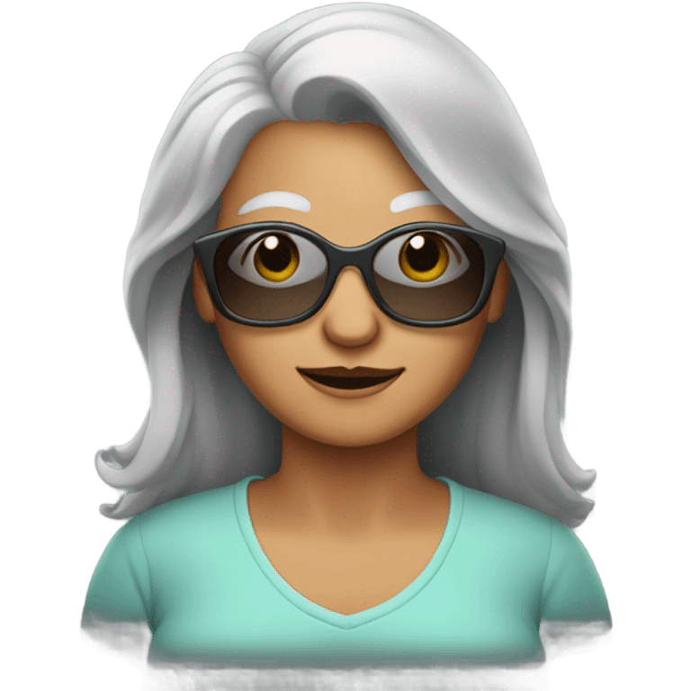 Younger Grandma with longer gray hair sunglasses  emoji