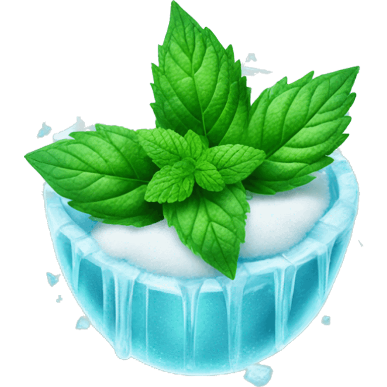 frozen mint with ice and snow on mint leaves emoji