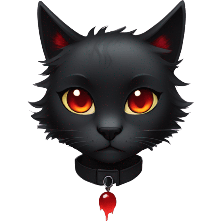 Anthro Edgy Cool Beautiful Black Cat-Fursona with Emo Hair-bangs with Red Streaks emoji