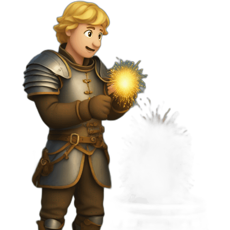 medieval Pyrotechnician seeing some fireworks go off in front of him emoji