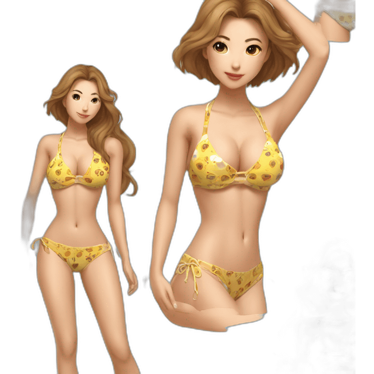 Sexy pose soft-fit wasian woman bikini (beach body)bed emoji