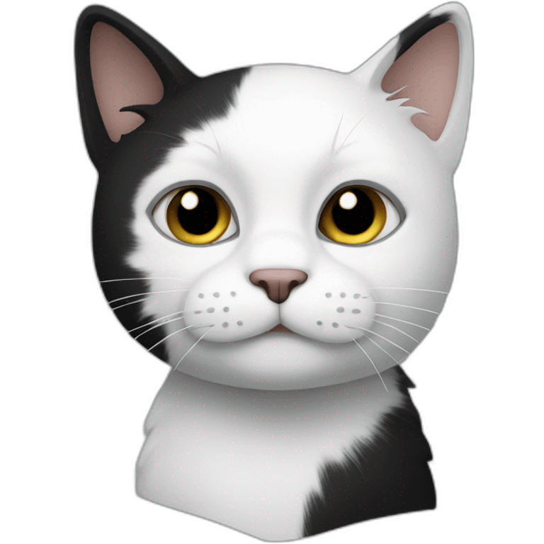 white cat with black parts emoji