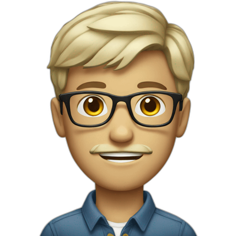 young white boy with glasses and mustache emoji