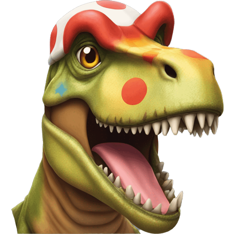 T-Rex with a clown wig emoji