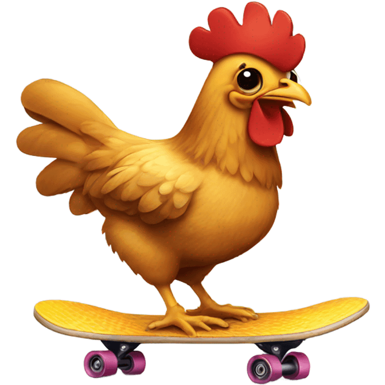 Chicken on skateboard emoji