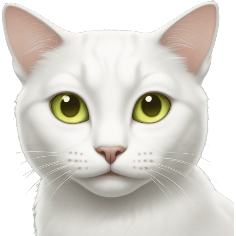 white cat with yellowish-green eyes emoji