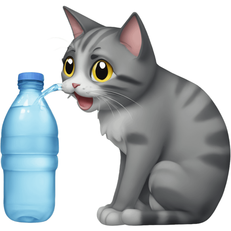 cat drinking water in bottlr emoji