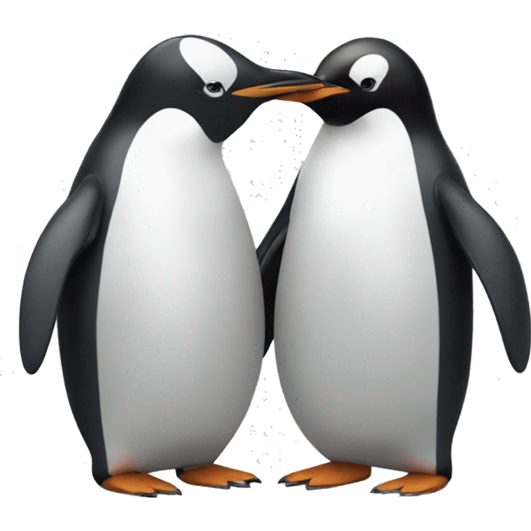 Penguin giving a pebble to another penguin emoji