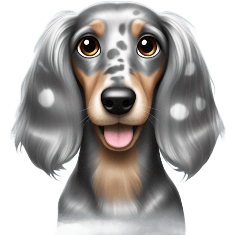 Long haired silver dapple dachshund  emoji