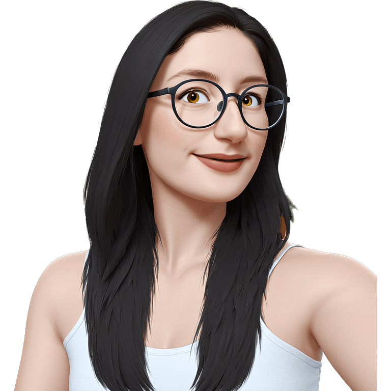 happy girl with glasses indoors emoji