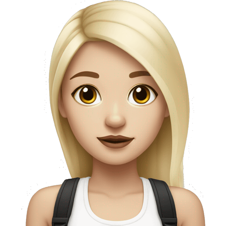 Blonde girl with black/white French bulldog emoji