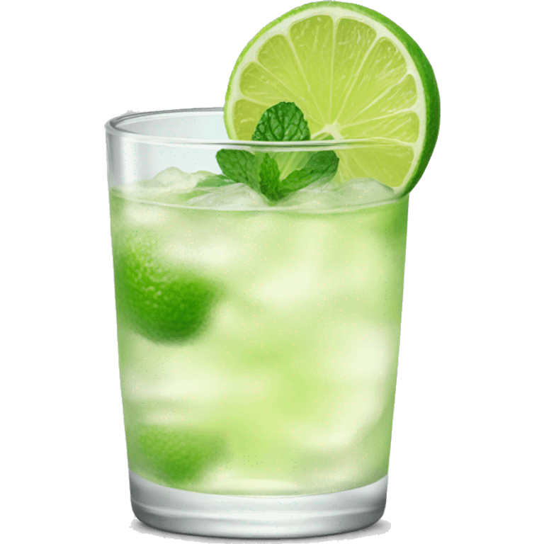 Clear spritz with lime and mint emoji