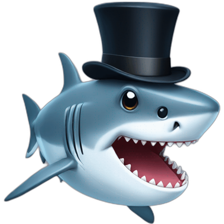 Shark with a top hat emoji