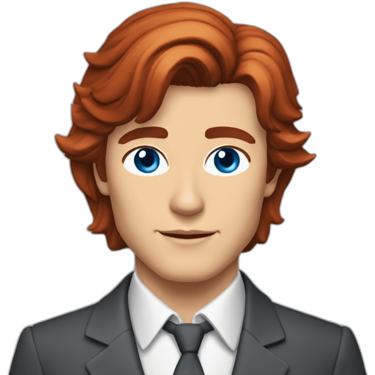 Alain Delon young computer scientist  blue eyes short red hair emoji