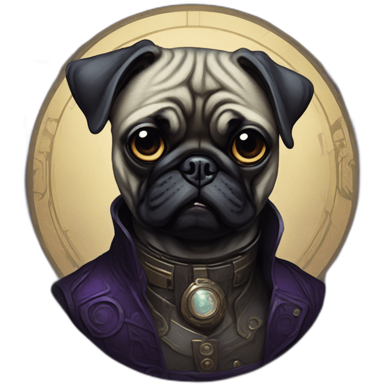 A cyberpunk pug in Art Nouveau style during 1910 emoji