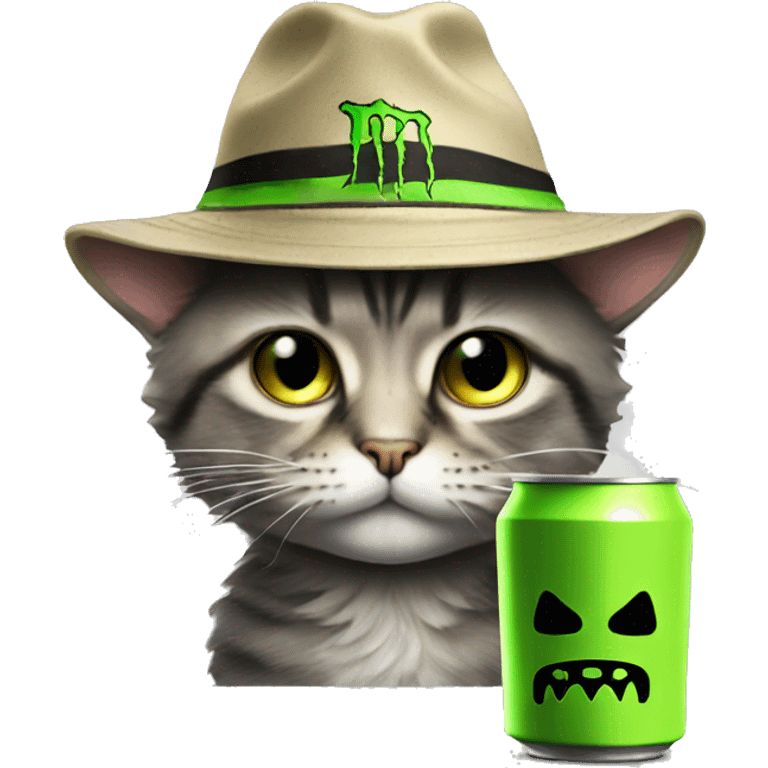 cat with monster energy and Bucket hat  emoji