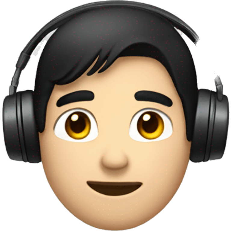 male with black hair and earphones emoji