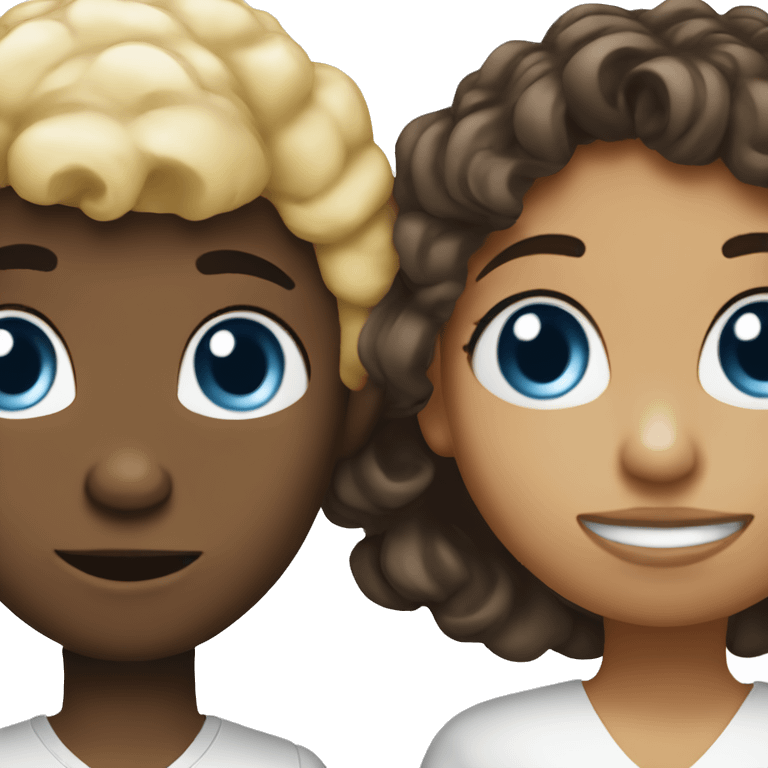 Blonde boy asking Afro Latina girl with blue eyes to get married emoji