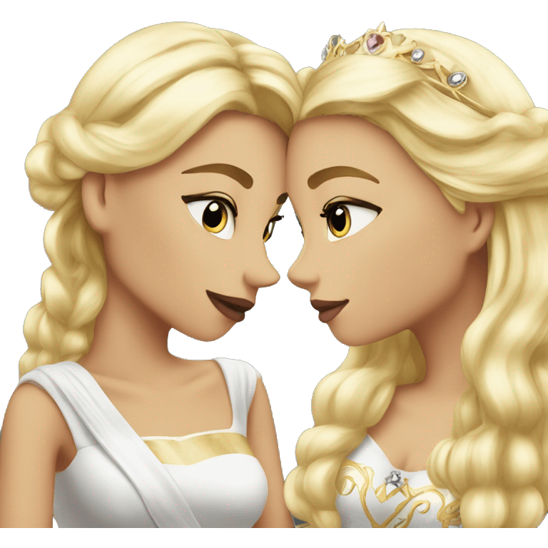 2 women princesses couple blonde deep kiss emoji