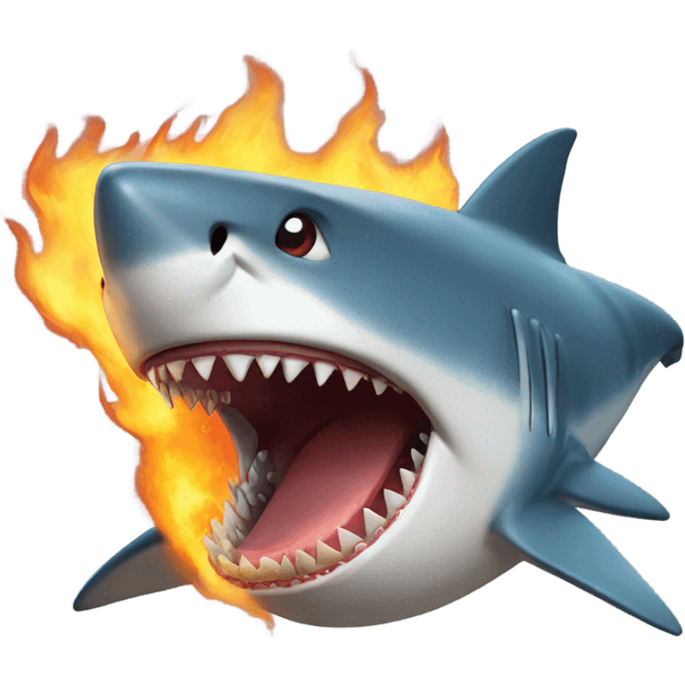 Shark spitting fire emoji