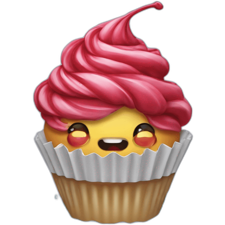 Un cupcake avec un verre d'eau au-dessus emoji