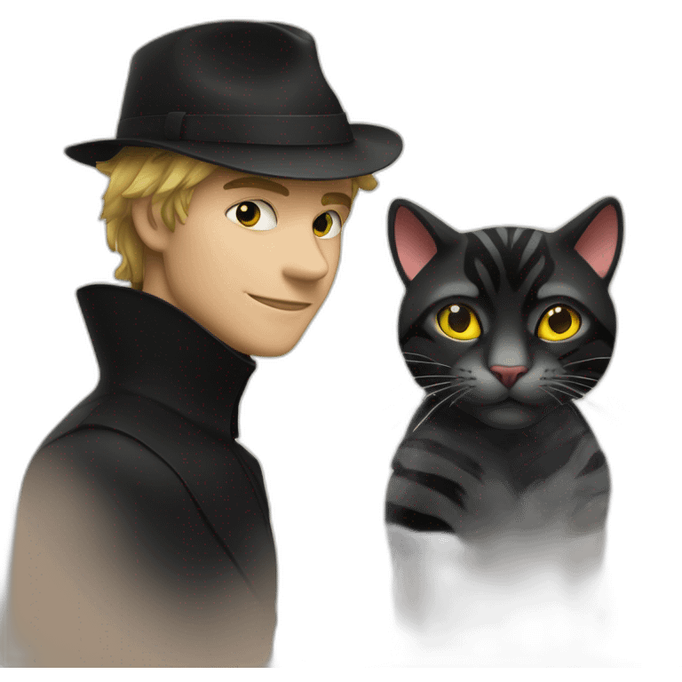 Chat noir avec chat tigrée emoji