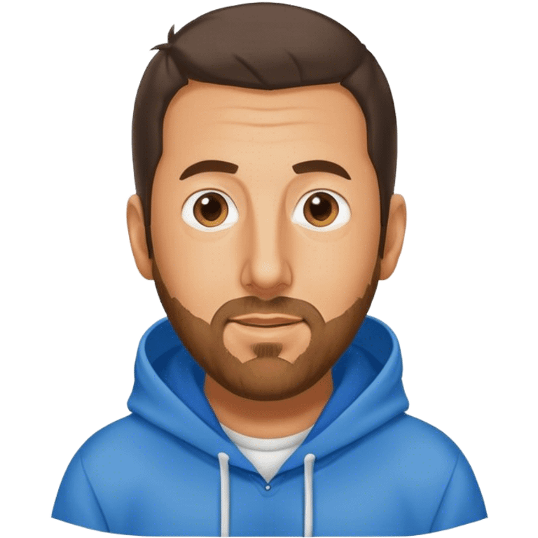 Adam Sandler with a beard wearing a blue hoodie emoji