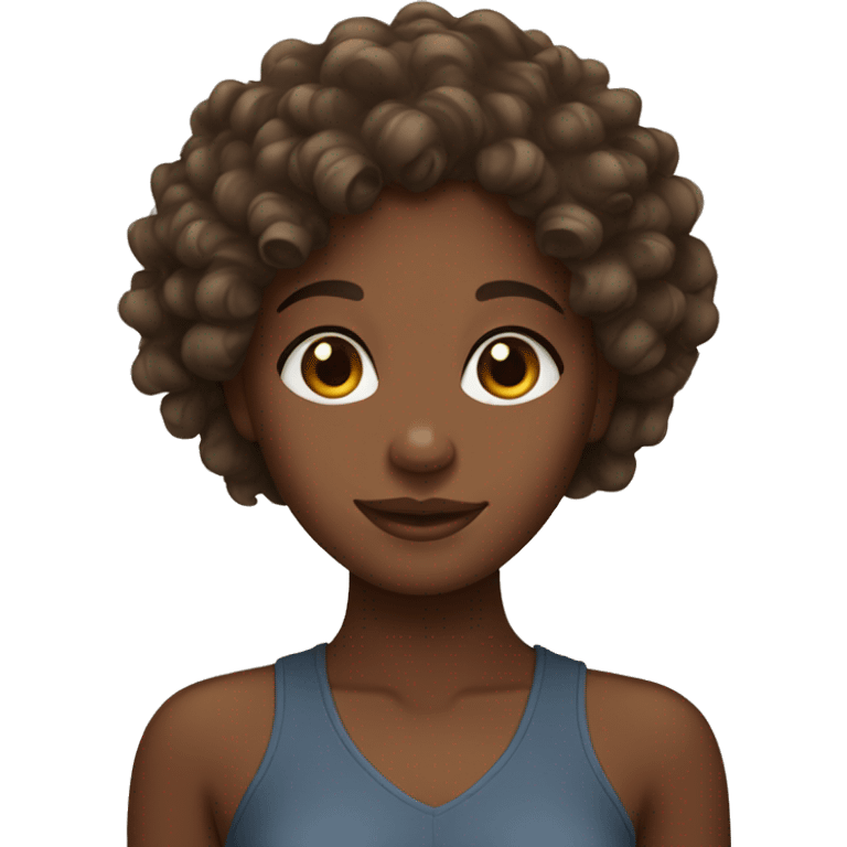 Brown skin girl with curly hair emoji