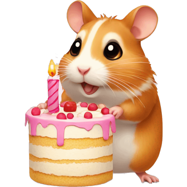 Hamster with a birthday cake  emoji