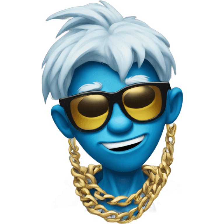 Blue grinch with sunglasses and gold chain emoji