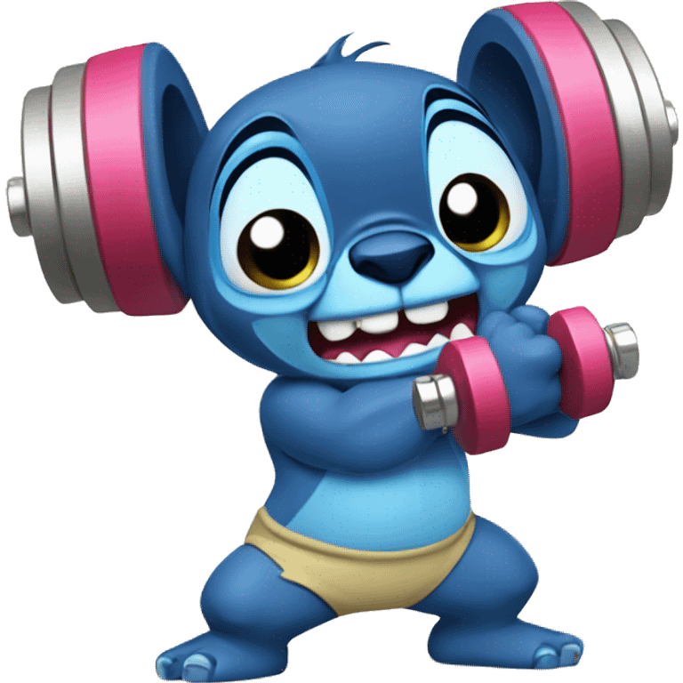 Stitch training with dumbbells from cartoon Lilo & Stitch  emoji