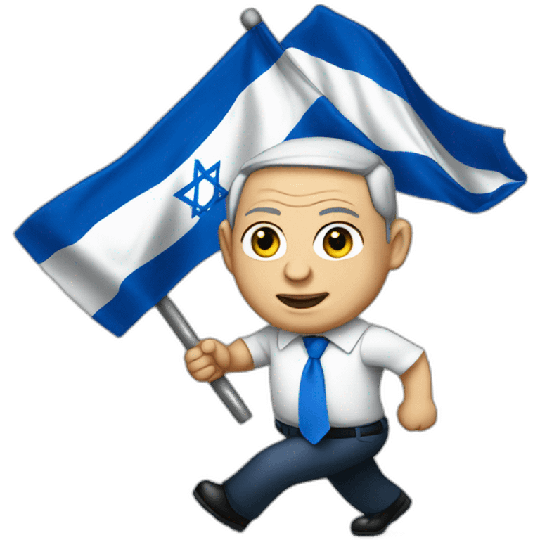 Benjamin Netanyahu carrying an Israeli flag emoji