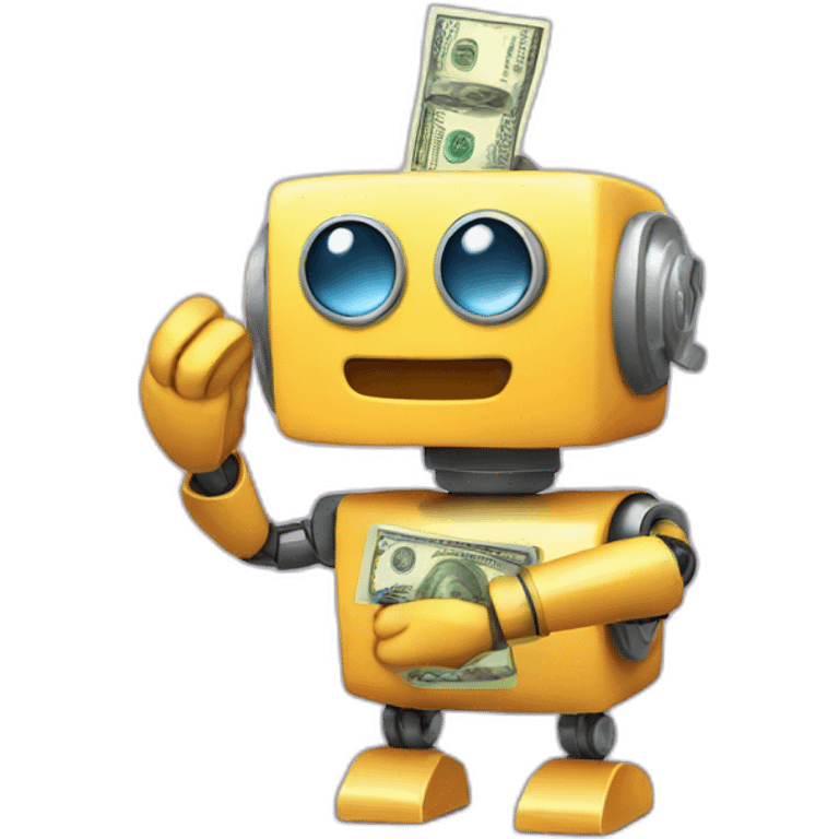 Cute robot with money emoji