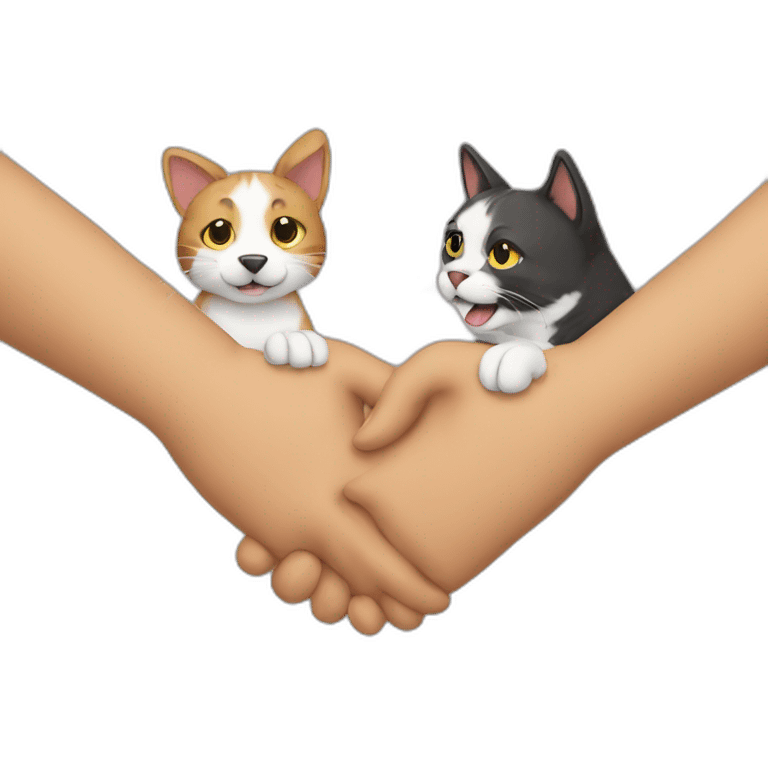 dog holding hands with a cat emoji