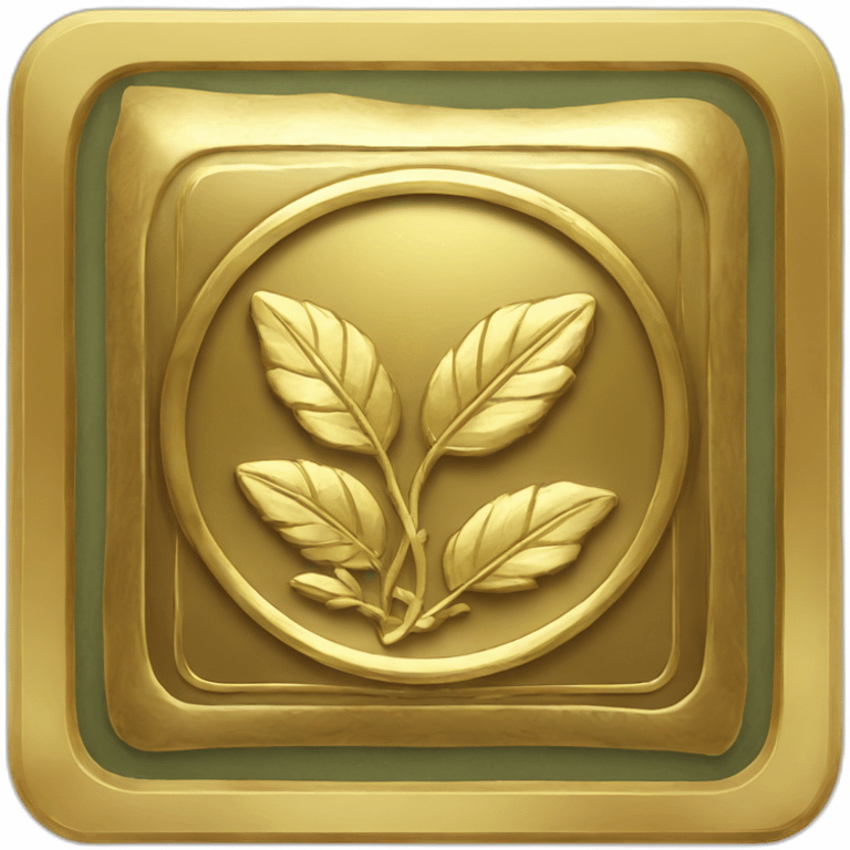 square golden coin with laurel engraving emoji