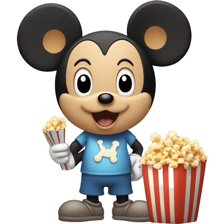 Cute micky mouse with popcorn emoji