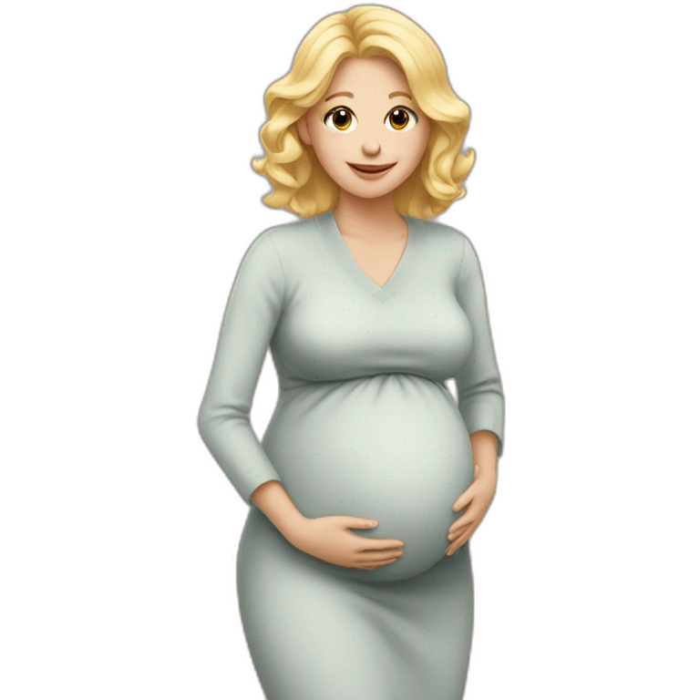 A Woman with blond Hair is pregnant and has birthday emoji