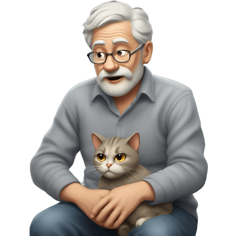 Old cat farting on a man emoji