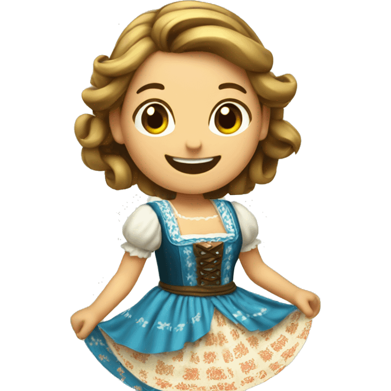 Happy girl spinning around with dirndl dress emoji