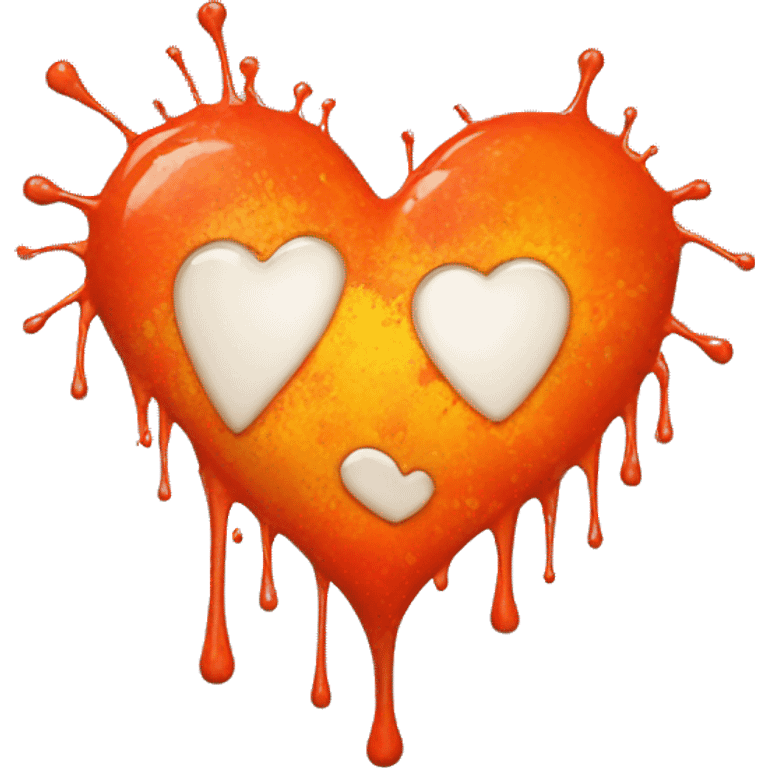 splattered paint heart glowing red-orange warmth emoji