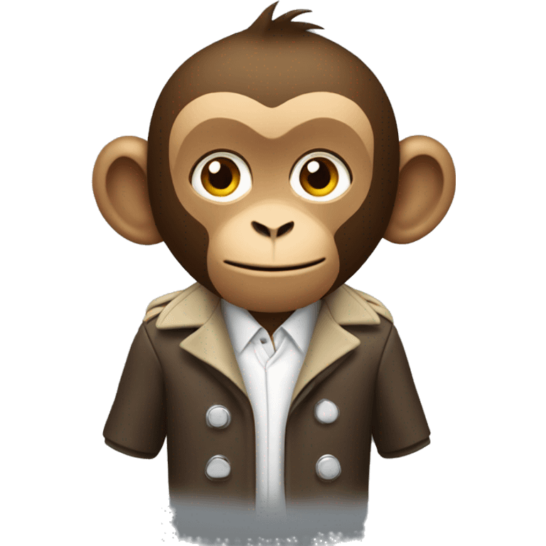 A monkey wearing a long football coach coat emoji