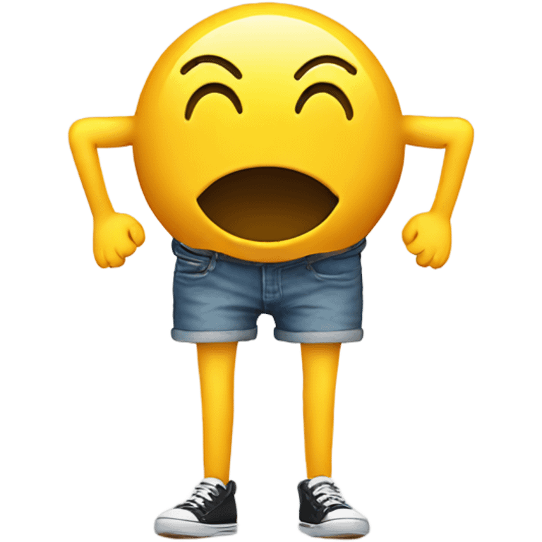 Smiley face having legs in the front emoji