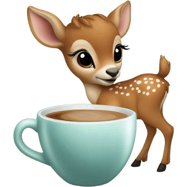 Baby deer drinking iced coffee emoji