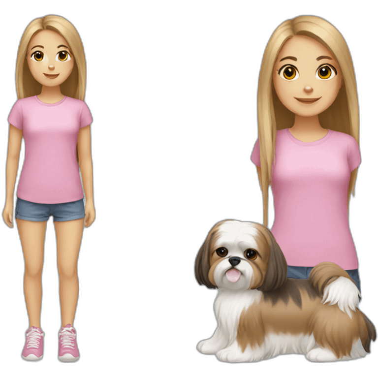 girl with Shih Tzu emoji