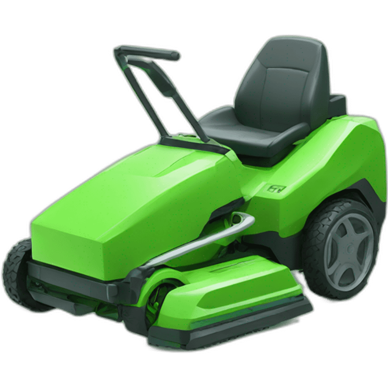 futuristic autonomous lawn mower in all green emoji