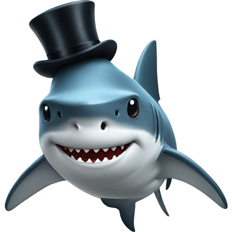 Shark with a top hat emoji