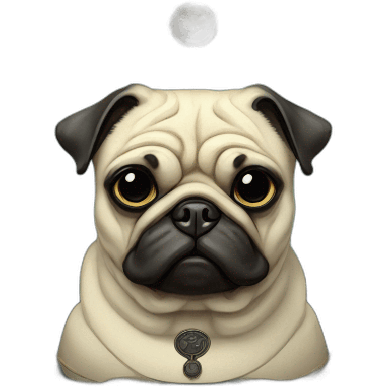 A cyberpunk pug in Art Nouveau style during 1910 emoji