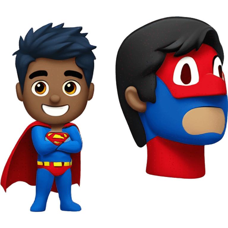 superman mixed with batman mixed with mario emoji